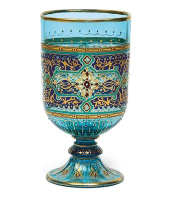 Lobmeyr-Pokal, aquamarinblaues Glas, - Antiquitäten (Möbel, Skulpturen, Glas und Porzellan)