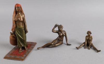 Zwei weibliche Akte, Fritz Bermann, und Orientalin mit Krug aus Bronze - Antiquitäten