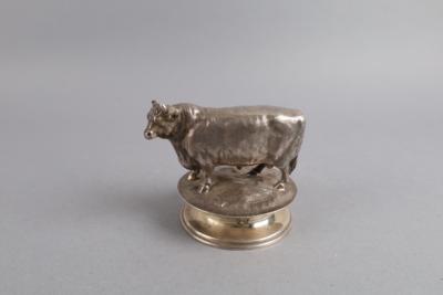 Viktorianische Miniatur eines Stiers, - Silber