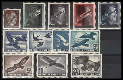 ** - Sammlung Österr. 1945/1977 u.a. mit Gitter - Flug 1950/53, - Stamps and postcards