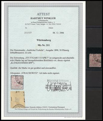 .gestempelt - Alts. Staaten - Württemberg Nr. 211 mit Entwertung "STUTTGART/14/APR/?", - Briefmarken und Ansichtskarten