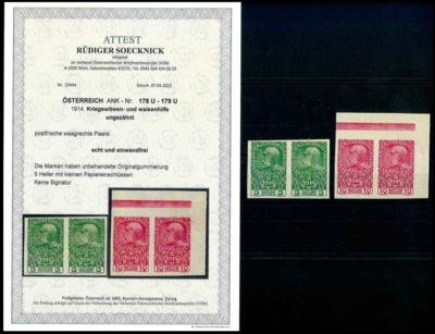 ** - Österr. Monarchie Nr. 178U/179U im waagrechten Paar, - Briefmarken und Ansichtskarten