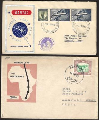 Poststück - Europa u. Übersee - reichhaltige Partie Erst- u. Sonderflüge ab 1958, - Francobolli e cartoline