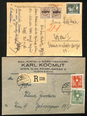 Poststück - Österr. 1945/1947 - 29 meist Reko- bzw. Zensurbriefe, - Briefmarken und Ansichtskarten