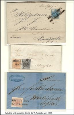 Poststück - Österr. Ausg. 1850 - 3 attraktive - Briefmarken und Ansichtskarten