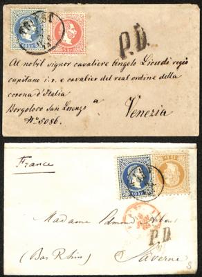 Poststück - Österr. Ausg. 1867 - 9 Briefe und 2 Rezepisse, - Briefmarken und Ansichtskarten
