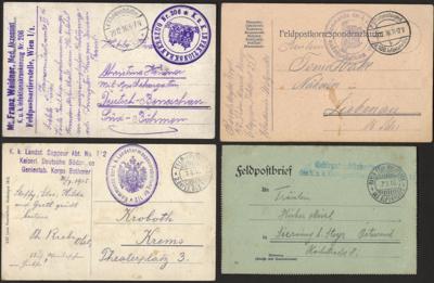 Poststück - Österr. Feldpost WK I - Partie Feldpost österr. Einheiten die über D. Feldpost befördert wurden, - Briefmarken und Ansichtskarten