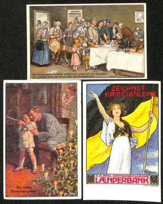 Poststück - Partie Österr. Feldpost WK I mit Patriotika, - Briefmarken und Ansichtskarten