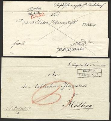 Poststück - Vorphila NÖ - Kl. Partie Faltbriefe aus Baden, - Briefmarken und Ansichtskarten