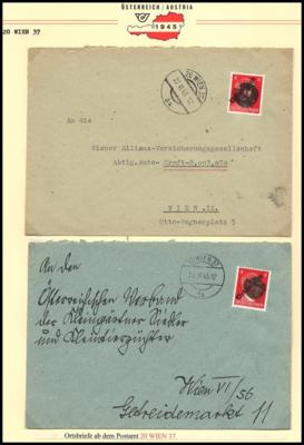 Poststück - Wien XX (Brigittenau) ca. 40 Belege aus 1945, - Briefmarken und Ansichtskarten