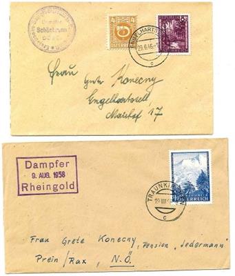 Österr. Partie Poststücke aus 1946/1958 mit DDSG - Nebenstempeln, - Briefmarken