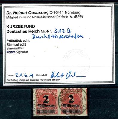 gestempelt - D.Reich Nr. 312 a U waagr. Paar - gepr. Infla Berlin, - Briefmarken