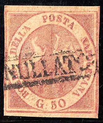 gestempelt - Neapel Nr. 7 (50 Gr. braunrosa) engvoll- bis vollrandig, - Briefmarken