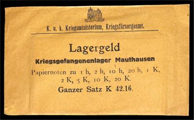 Lagergeld Mauthausenungeöffneter Originalumschlag des K. u. K. KriegsministeriumsKriegsfürsorgeamt - Münzen und Medaillen
